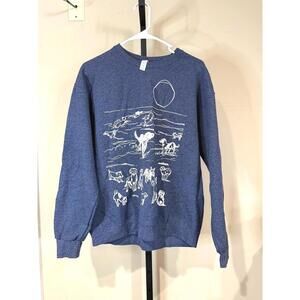 Marushka Medium Dark Blue Graphic Sweatshirt with Dog Illustrations